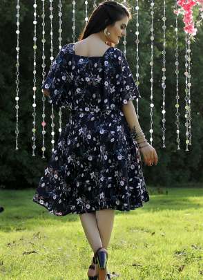 NAVY BLUE DESIGNER GORGETTE FROCK  Dresses