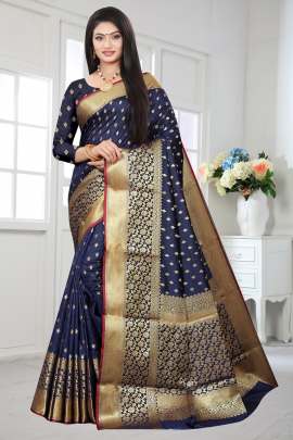 NEVI  BLUE LICHI SILK WITH RICH PALLU SILK SAREE