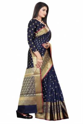 NEVI  BLUE LICHI SILK WITH RICH PALLU SILK SAREE