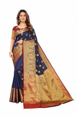 NEVY BLUE LICHI SILK SAREE WITH RICH PALLU SILK SAREE