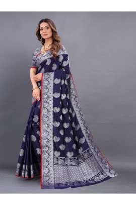 NEVY BLUE LICHI SILK SAREE WITH RICH PALLU  KANCHIPURAM SILK SAREE