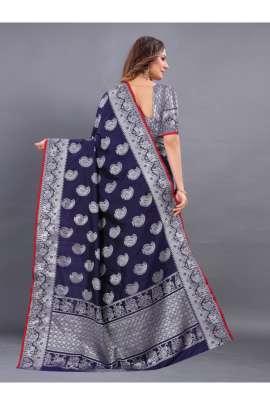 NEVY BLUE LICHI SILK SAREE WITH RICH PALLU  KANCHIPURAM SILK SAREE