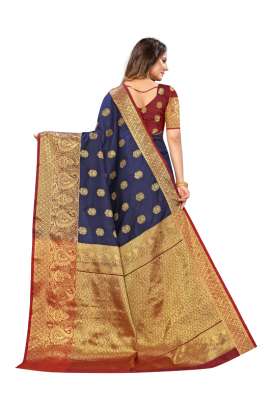 NEVY BLUE LICHI SILK SAREE WITH RICH PALLU SILK SAREE