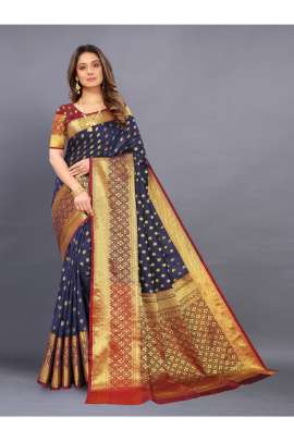 NEVY BLUE LICHI SILK WITH RICH PALLU SILK SAREE