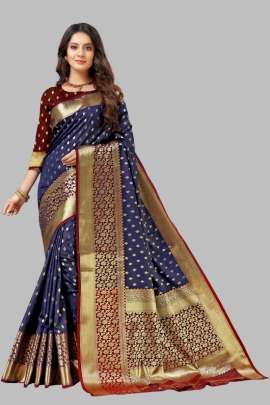 NEVY BLUE LICHI SILK WITH RICH PALLU SILK SAREE