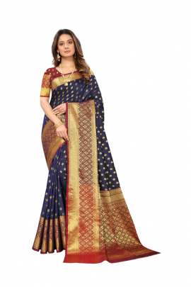 NEVY BLUE LICHI SILK WITH RICH PALLU SILK SAREE