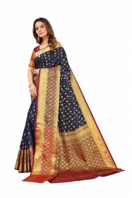 NEVY BLUE LICHI SILK WITH RICH PALLU SILK SAREE