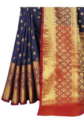 NEVY BLUE LICHI SILK WITH RICH PALLU SILK SAREE