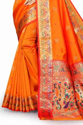 ORANGE PAITHANI SILK SAREE  PAITHANI SILK SAREE