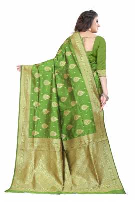 PARROT GREEN BANARSI SILK SAREE FOR WEDDING AND PARTY  KANCHIPURAM SILK SAREE