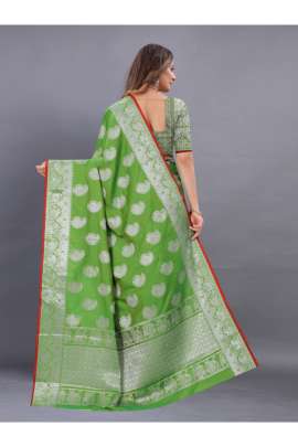 PARROT GREEN LICHI SILK SAREE WITH RICH PALLU  KANCHIPURAM SILK SAREE