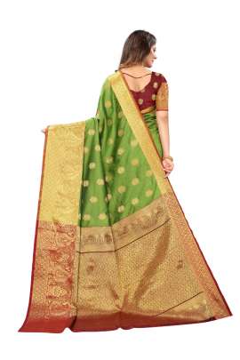 PARROT GREEN LICHI SILK WITH RICH PALLU SILK SAREE