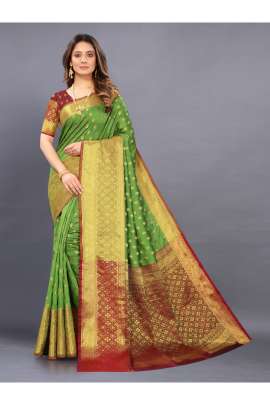 PARROT LICHI SILK WITH RICH PALLU SILK SAREE