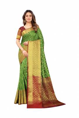 PARROT LICHI SILK WITH RICH PALLU SILK SAREE