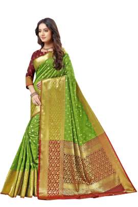 PARROT LICHI SILK WITH RICH PALLU SILK SAREE