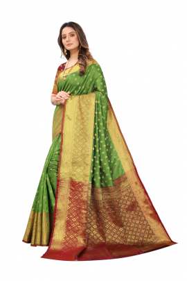 PARROT LICHI SILK WITH RICH PALLU SILK SAREE