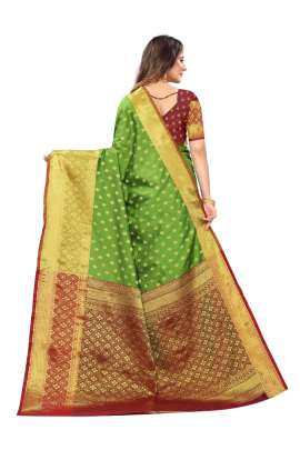 PARROT LICHI SILK WITH RICH PALLU SILK SAREE