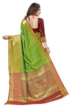 PARROT LICHI SILK WITH RICH PALLU SILK SAREE