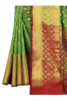 PARROT LICHI SILK WITH RICH PALLU SILK SAREE