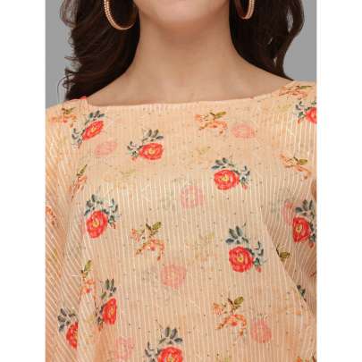 PEACH COLOR DIGITAL PRINTED TOP FOR GIRLS FOR ALL OCCASION top