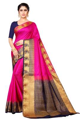 PINK KANJIVARAM SILK SAREE WITH JUMBO MANGO BORDER  KANCHIPURAM SILK SAREE