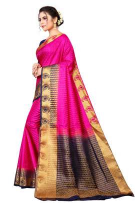 PINK KANJIVARAM SILK SAREE WITH JUMBO MANGO BORDER  KANCHIPURAM SILK SAREE