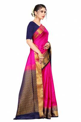 PINK KANJIVARAM SILK SAREE WITH JUMBO MANGO BORDER  KANCHIPURAM SILK SAREE