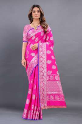 PINK LICHI SILK SAREE WITH RICH PALLU  KANCHIPURAM SILK SAREE