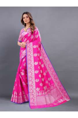 PINK LICHI SILK SAREE WITH RICH PALLU  KANCHIPURAM SILK SAREE