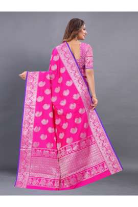 PINK LICHI SILK SAREE WITH RICH PALLU  KANCHIPURAM SILK SAREE