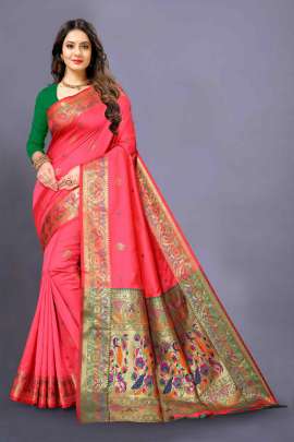 PINK PAITHANI SILK SAREE  PAITHANI SILK SAREE