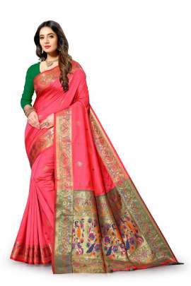 PINK PAITHANI SILK SAREE  PAITHANI SILK SAREE