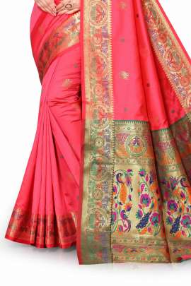 PINK PAITHANI SILK SAREE  PAITHANI SILK SAREE