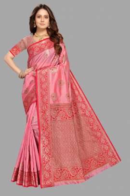 PINK TUSSAR SILK SAREE WITH RICH PALLU AND WEAVING BORDER SILK SAREE