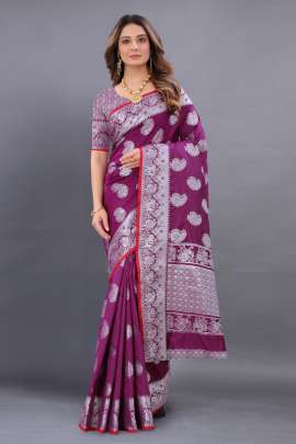 PURPLE LICHI SILK SAREE WITH RICH PALLU  KANCHIPURAM SILK SAREE