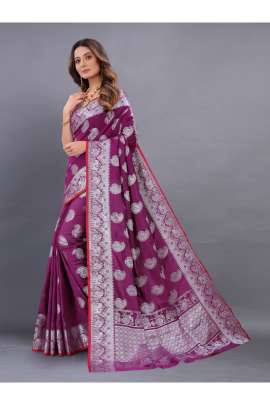 PURPLE LICHI SILK SAREE WITH RICH PALLU  KANCHIPURAM SILK SAREE