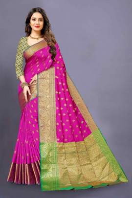 PURPLE LICHI SILK SAREE WITH WEAVING ZARI WITH RICH PALLU