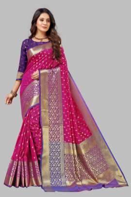 PURPLE LICHI SILK WITH RICH PALLU WITH UNSTITCHED BLOUSE SILK SAREE