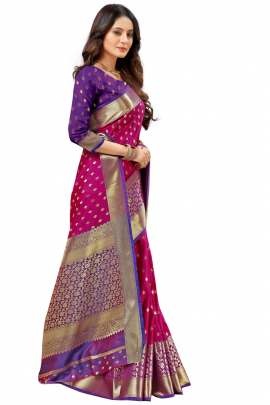 PURPLE LICHI SILK WITH RICH PALLU WITH UNSTITCHED BLOUSE SILK SAREE