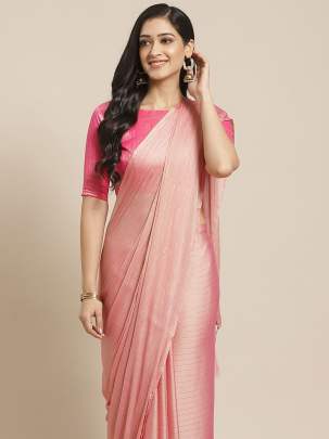 Pink & Golden Striped Cotton Saree COTTON SAREES 