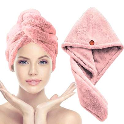 Pink Hair Towel Wrap Turban Microfiber, Hair Drying Towels Quick Dry Hair Hat Drying Shower Head Towels Wrapped Bath Cap Anti Frizz Hair Care Dryer To Microfiber Hair Wrap 