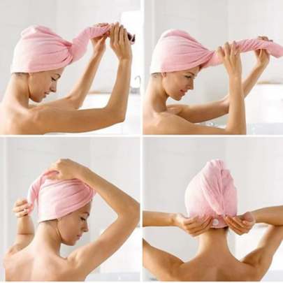 Pink Hair Towel Wrap Turban Microfiber, Hair Drying Towels Quick Dry Hair Hat Drying Shower Head Towels Wrapped Bath Cap Anti Frizz Hair Care Dryer To Microfiber Hair Wrap 