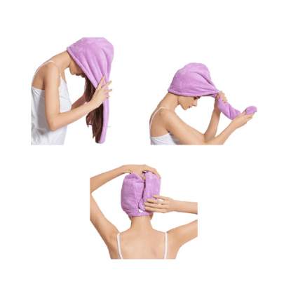 Purple Hair Towel Wrap Turban Microfiber, Hair Drying Towels Quick Dry Hair Hat Drying Shower Head Towels Wrapped Bath Cap Anti Frizz Hair Care Dryer  Microfiber Hair Wrap 