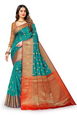 RAMA LICHI SILK SAREE WITH WEAVING ZARI WITH RICH PALLU SILK SAREE