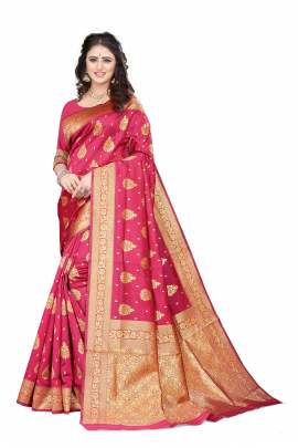 RANI PINK BANARSI SILK SAREE FOR WEDDING AND PARTY  KANCHIPURAM SILK SAREE