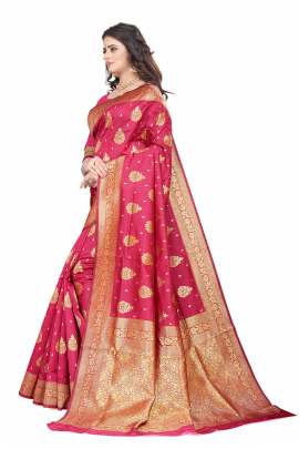 RANI PINK BANARSI SILK SAREE FOR WEDDING AND PARTY  KANCHIPURAM SILK SAREE