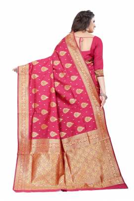 RANI PINK BANARSI SILK SAREE FOR WEDDING AND PARTY  KANCHIPURAM SILK SAREE