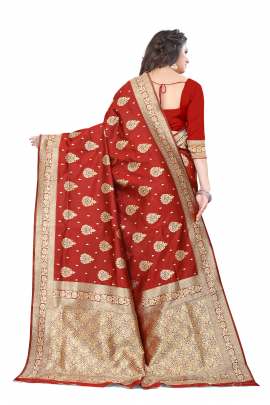 RED BANARSI SILK SAREE FOR WEDDING AND PARTY  KANCHIPURAM SILK SAREE