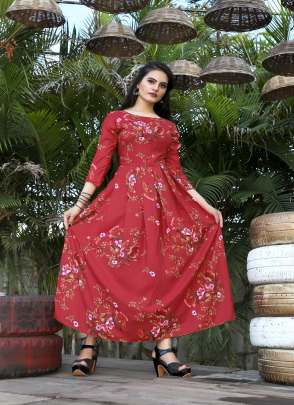 RED FLORAL PRINTED MEXY DRESS  Dresses