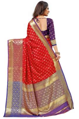 RED LICHI SILK WITH RICH PALLU WITH UNSTITCHED BLOUSE SILK SAREE